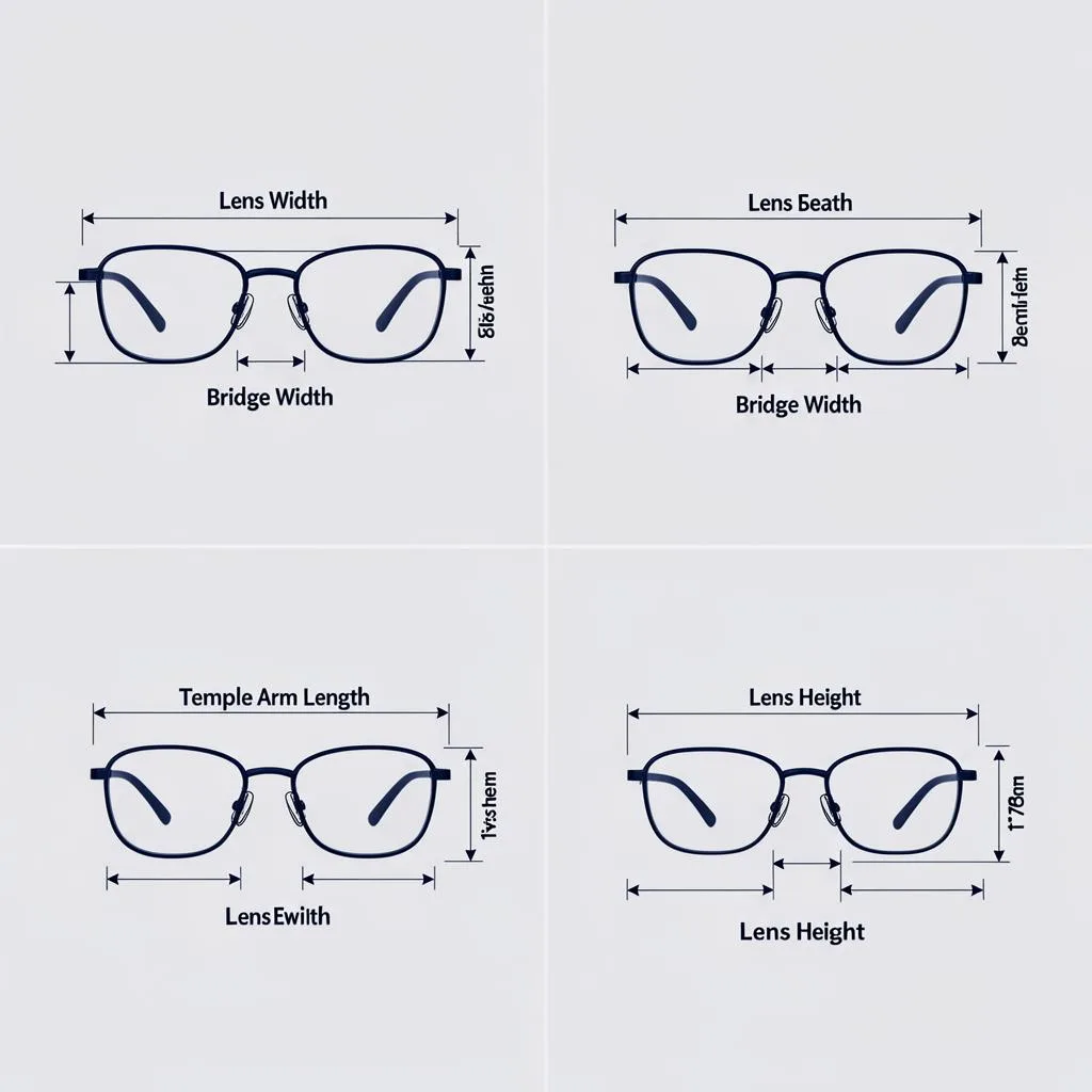 Detailed view of all four frame measurements